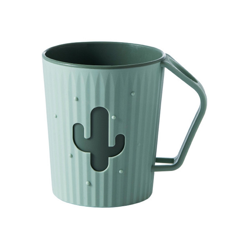 Bathroom Tumblers Cactus Mouthwash Cup Plastic Tooth Mug for Household Water Mug Home Travel Simple Toothbrush Holder: green