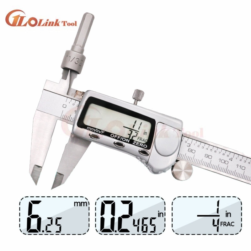 Stainless steel calipers 0-150mm steel digital Metric/Inch/Fraction vernier caliper electronic micrometer measuring gauging tool