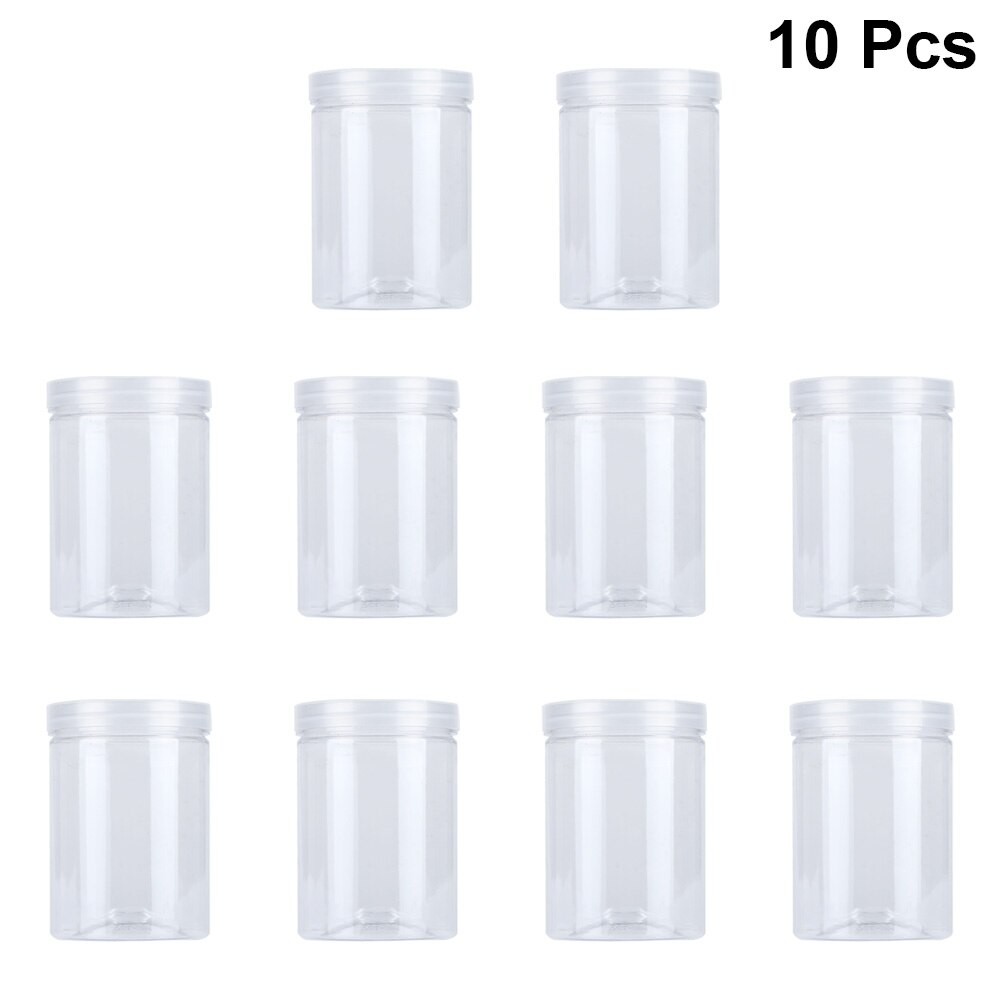 Tarro de plástico transparente para alimentos, lata sellada para cocina, recipientes de aperitivos para galletas, té perfumado, 10 Uds., 500ml