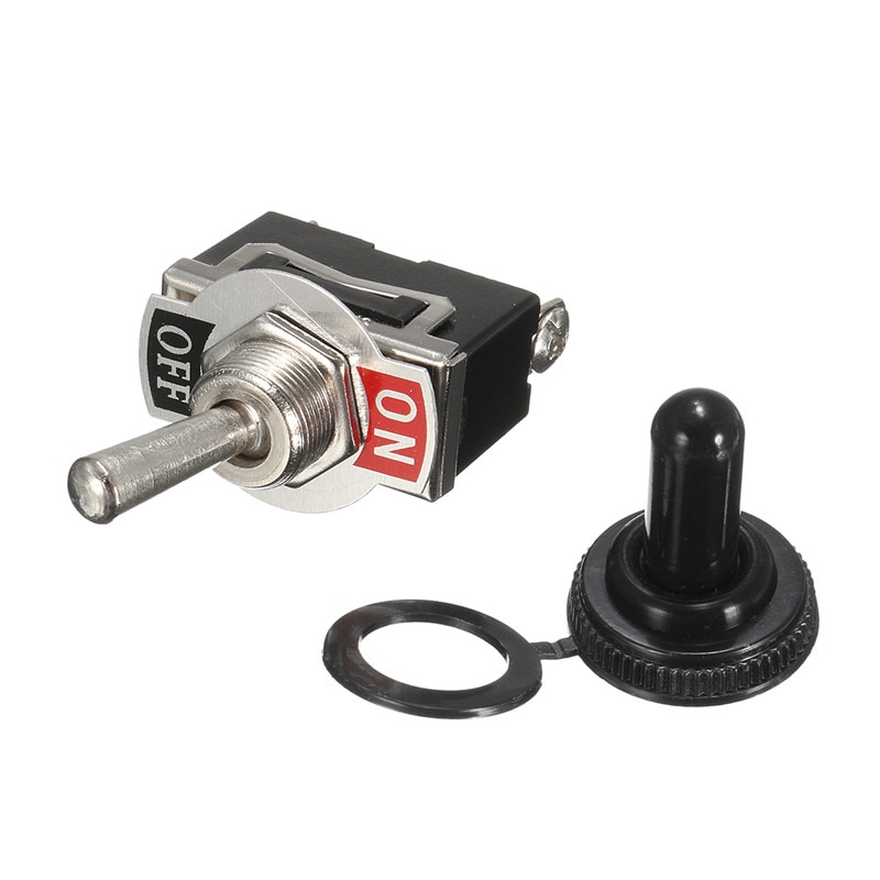 1PC 12V-24V Heavy On Off Mini Small 2 Terminal SPST Toggle Switch Miniature With Waterproof Cover Rocker Switch