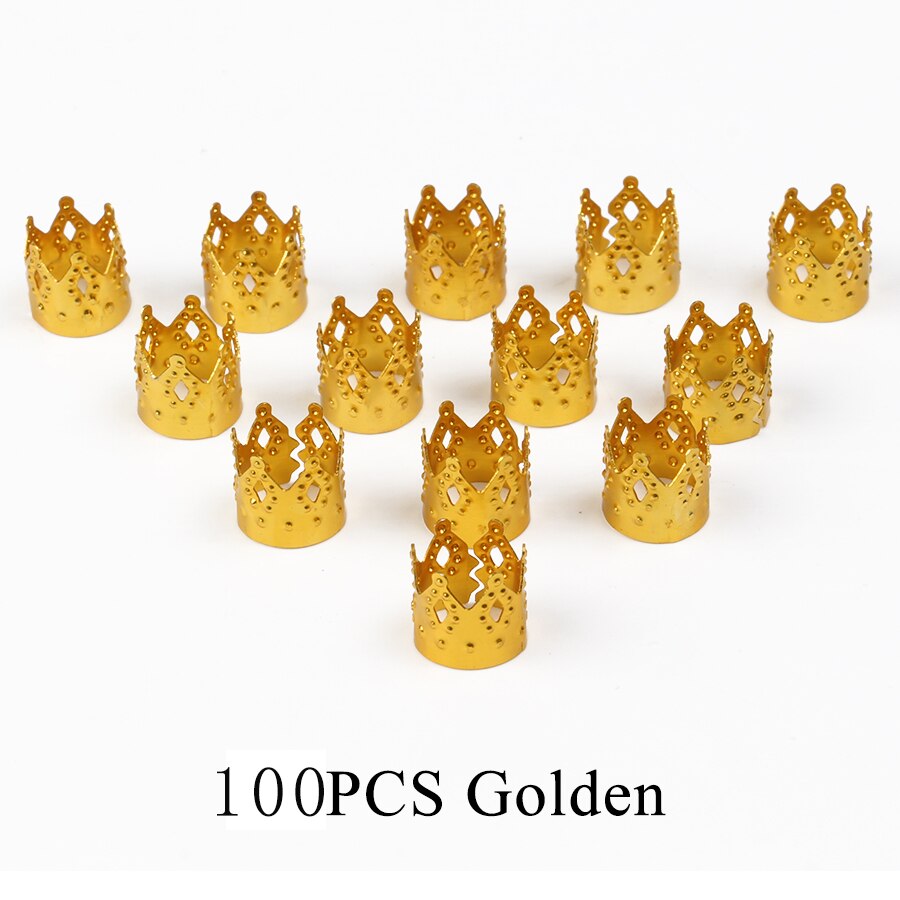 Alileader Krone Ringe Für Zöpfe Metall Perlen Für fürchtet mischen Farbe Perlen Einstellbare Haar Kasten Zöpfe Ring Krone Schmuck Metall perle: Gold 100 Stck