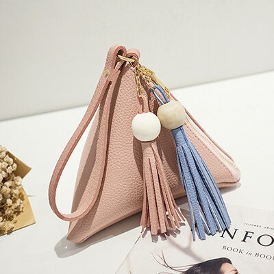 Driehoek Kwastje Mini vrouwen Tas Vrouwelijke Clutch Purse Handtas Polsbandjes Strap Kleine Totes PU Schoudertas Casual Telefoon pakket: pink