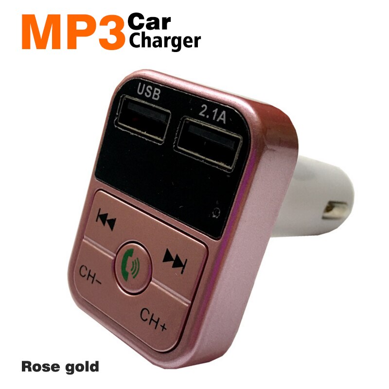 Fm-zender Draadloze Bluetooth Carkit Handsfree Car MP3 Audio Muziekspeler Dual Usb Radio Modulator Carkit 2.1A Usb lader: Rose Gold