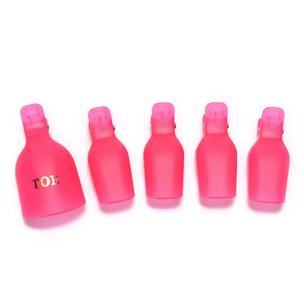 Arieslibra uv gel polish remover 5 stk pink plastik fod tå suge af cap klip genanvendeligt wrap værktøj nail art remover renseværktøj: Default Title