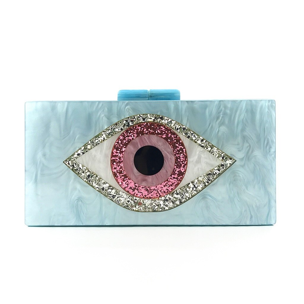 3W#Evil Eyes Bag Shiny Evening Clutch Bag For Wedding Party Women Handbags Acrylic Bag Chain Shoulder Bags Messenger