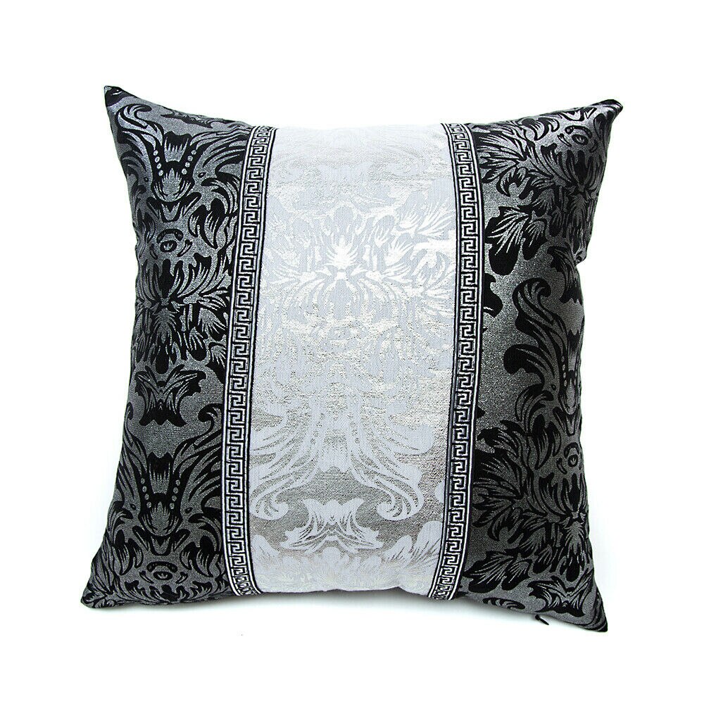 Gray And Yellow Leaf Print Cotton Cushion Cover – 18x18 Pillow Case For Home Decor