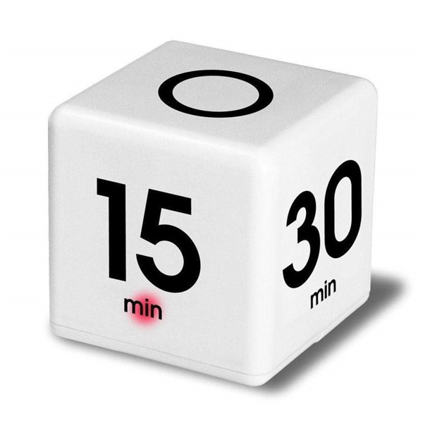 Cube Kitchen Timer The Miracle Cube Timer, 5, 15, 30 and 60 Minutes for Time Management Kids Timer Workout Timer: White