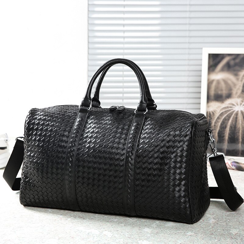 Luxe Handtas Mode Geweven Bagage Tas Grote Tassen Voor Mannen Plaid Plunjezak Casual Business Travel tassen