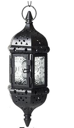 Farol colgante Vintage de Metal, candelabro marroquí, decoración de Navidad para jardín,: Negro