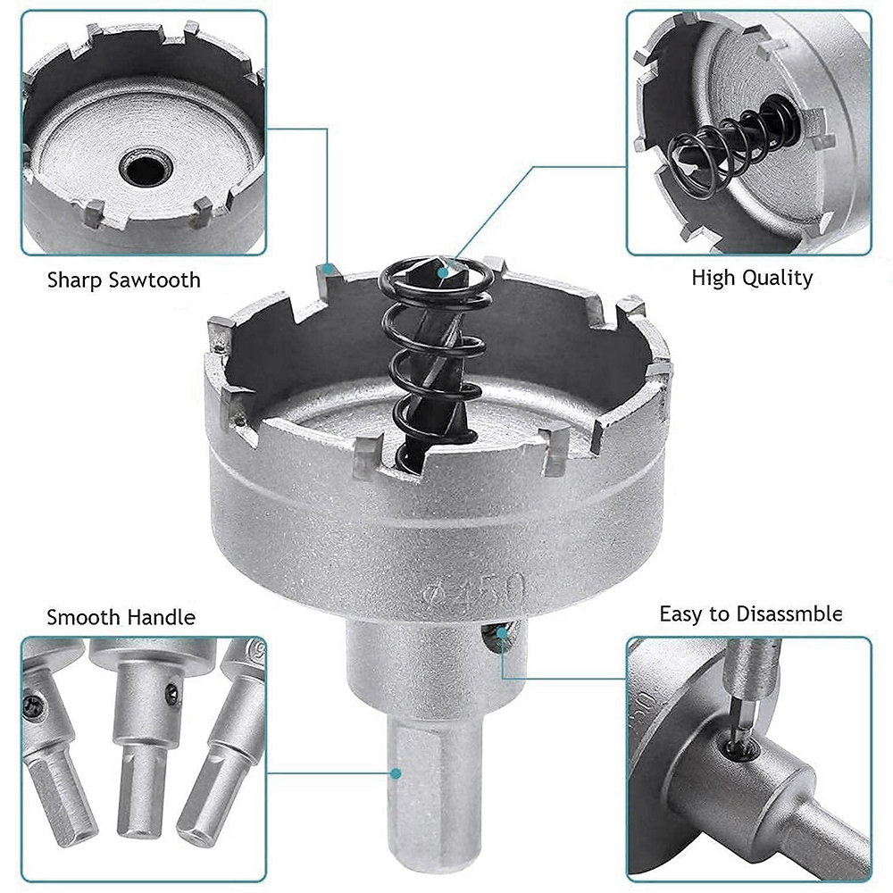 Scie cloche TCT 15-100mm, pointe en carbure, foret à noyau, couronne de perçage pour métal, alliage d'acier inoxydable, 1 pièce
