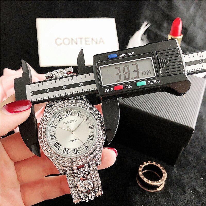 CONTENA-reloj de cuarzo informal para mujer, pulsera clásica de lujo con diamantes,