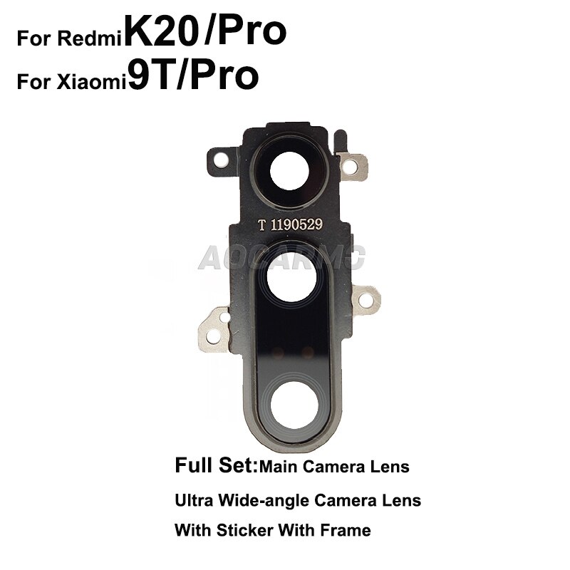 Voor Xiaomi Redmi K20 9T Pro Hoofdcamera Lens Ultra Groothoek Achter Terug Camera Lens Glas Met Frame ring Cover Sticker: Rood