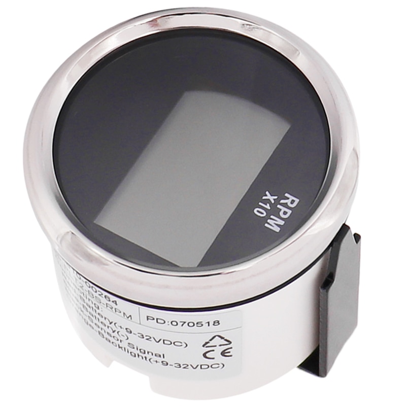 Meter RPM Gauge Indicator silver rim back face fit Auto Boat Engine Red Backlight 9V 32V IP67 waterproof