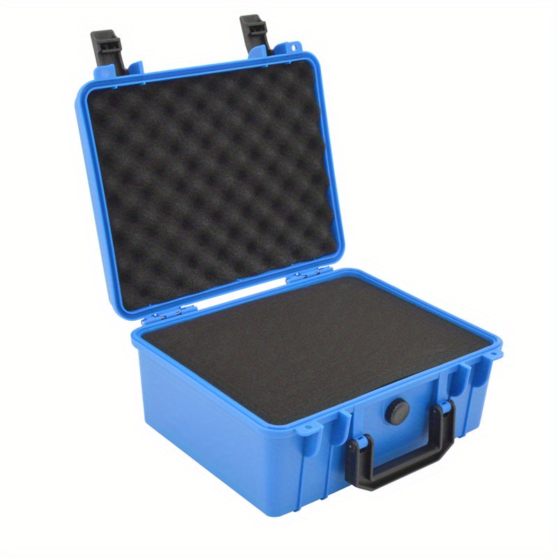 1pc Safety Instrument Tool Box, 280x240x130mm, PP Plastic Storage Toolbox Equipment Tool Case, Outdoor Suitcase With Foam Inside: Blue