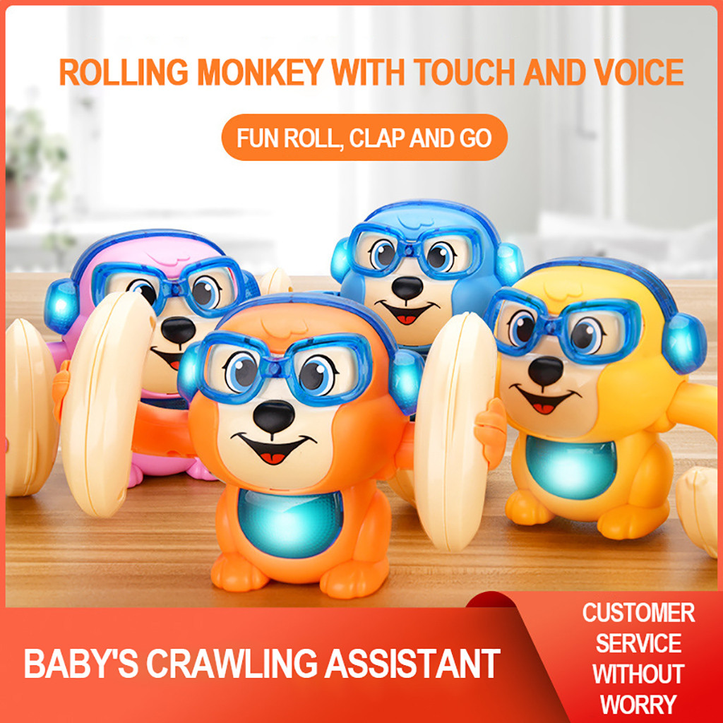 Baby stemmestyring elektrisk flip rullende lille abe legetøj gå syng hjerne legetøj nyhed elektronisk legetøj til børn