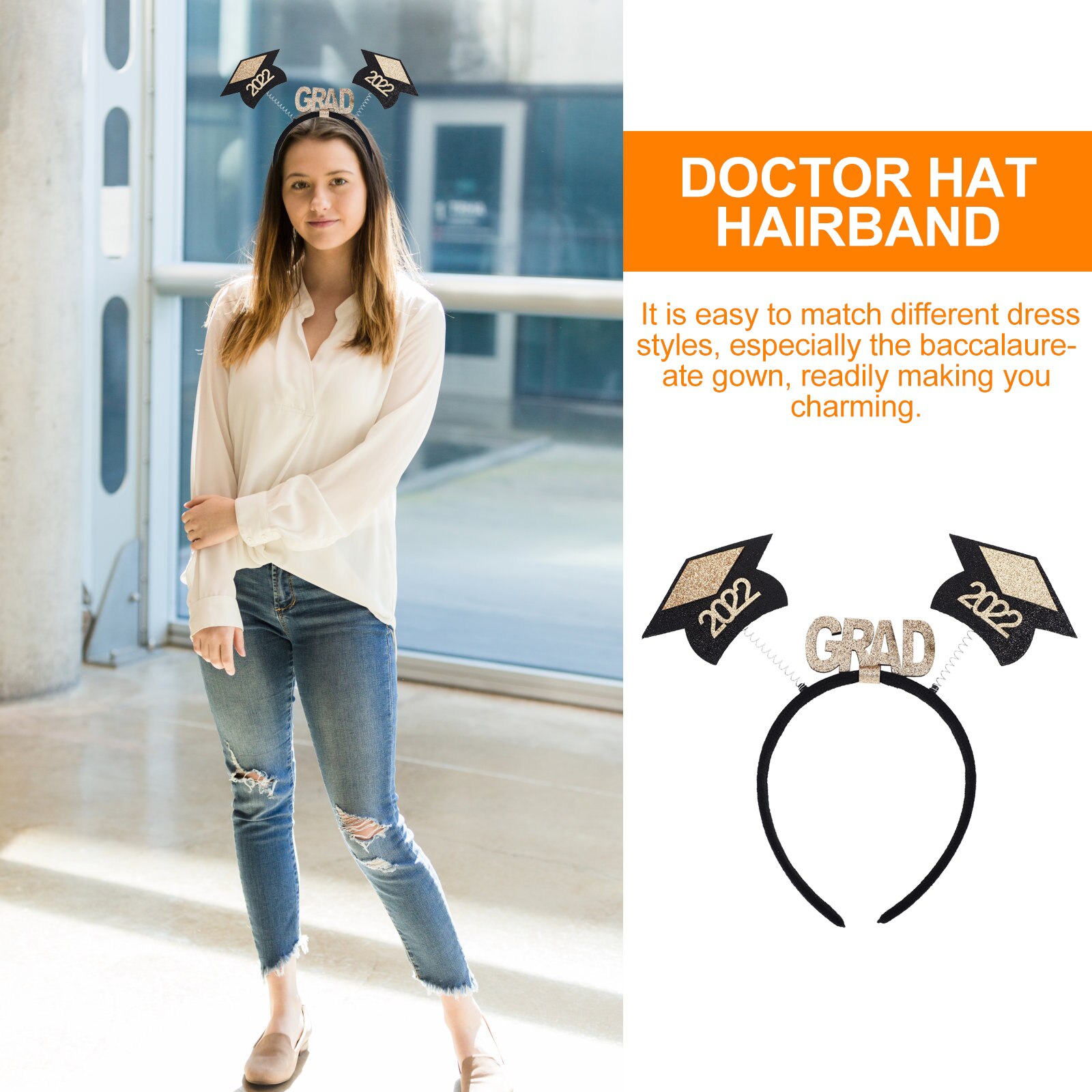 2pcs Chic Graduation Headdress Graduation Party Headband Graduation Caps Hairband Graduation Hat Headband