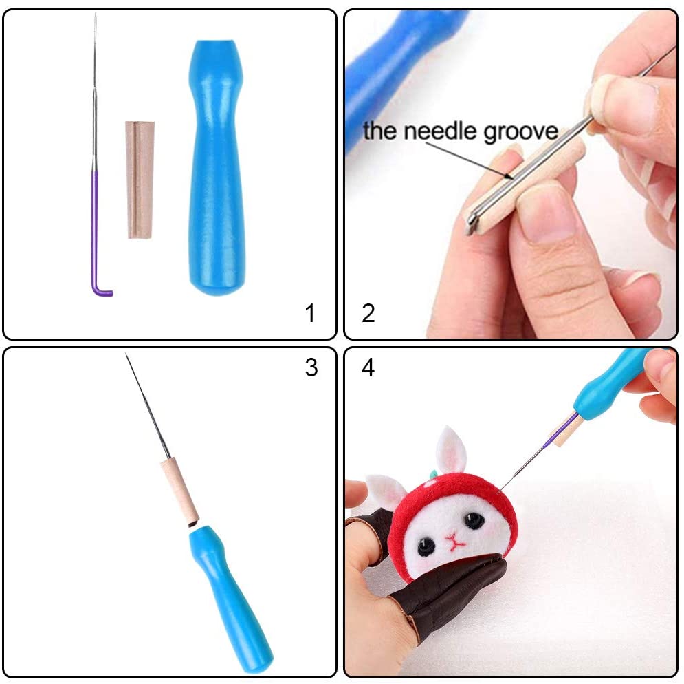 Kaobuy 1 sæt dejligt legetøjsdukke uldfiltningssæt, ikke færdig stukket sæt med instruktioner til nålematerialepose