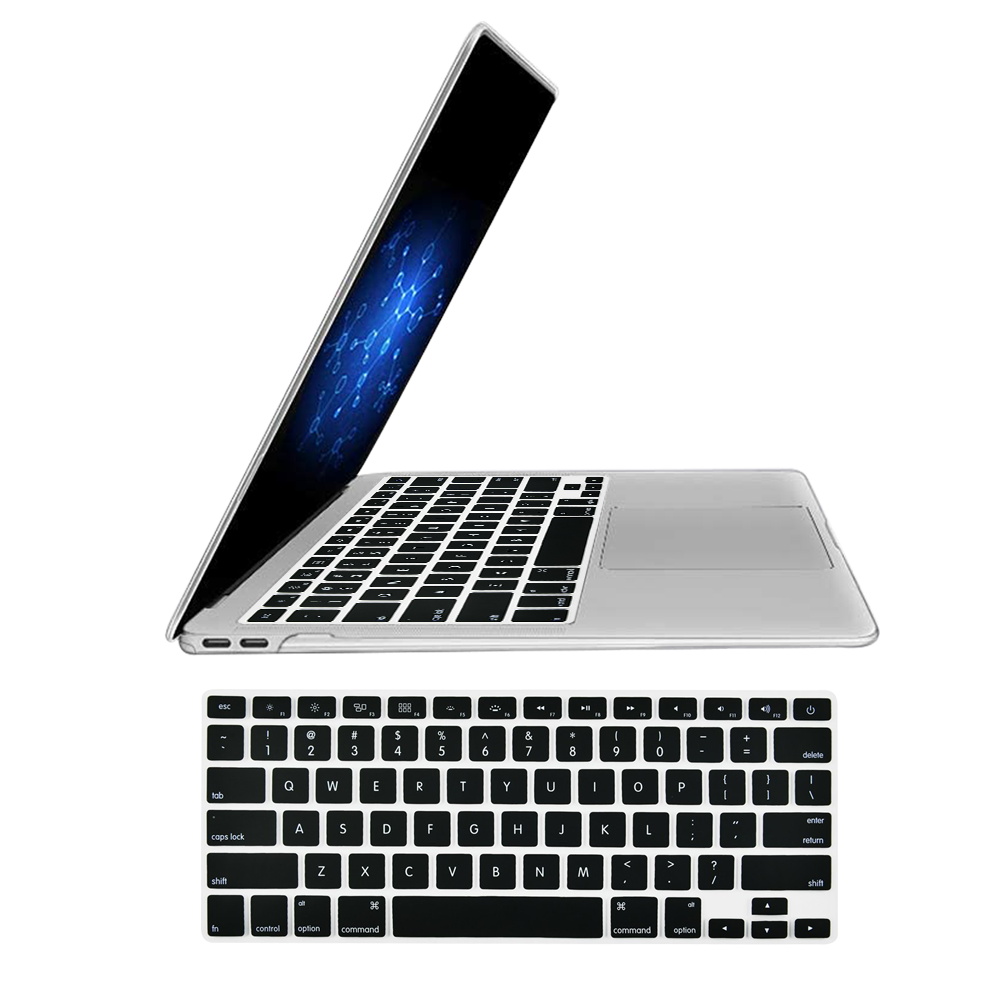 Pegatinas de teclado para Apple Macbook Pro 13 pulgadas A1708/ Macbook 12 pulgadas (A1534), funda de teclado de silicona suave a prueba de polvo: Black