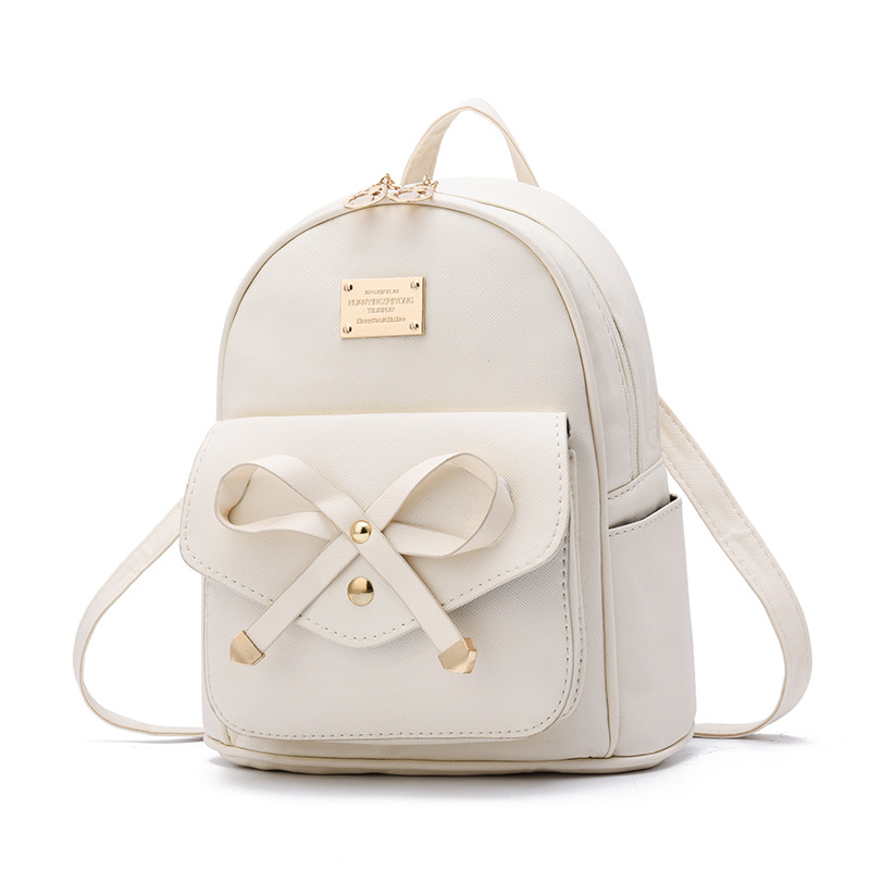 Sac à dos femme Version coréenne du collège vent sac à dos PU cuir mignon étudiant sac mignon sac à dos femmes ZF10089: White