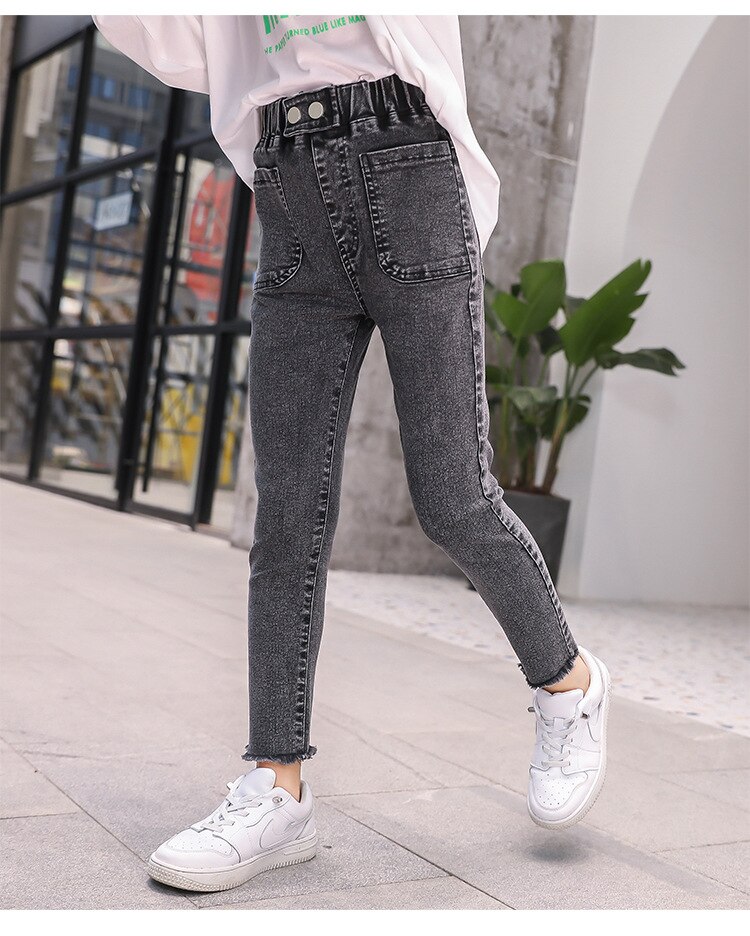 4-12 år piger jeans forår/ efterår børn piger skinny denim bukser børnetøj skole pige casual pencil bukser