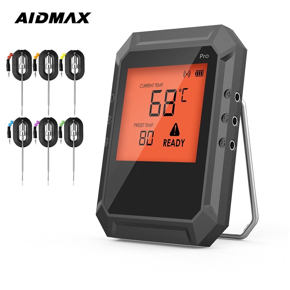 AidMax Pro02 Digital WiFi Kitchen Meat Thermometer Probe For Cooking Food Oil Barbecue Temperature Gauge Meter With Stand: 6 probes