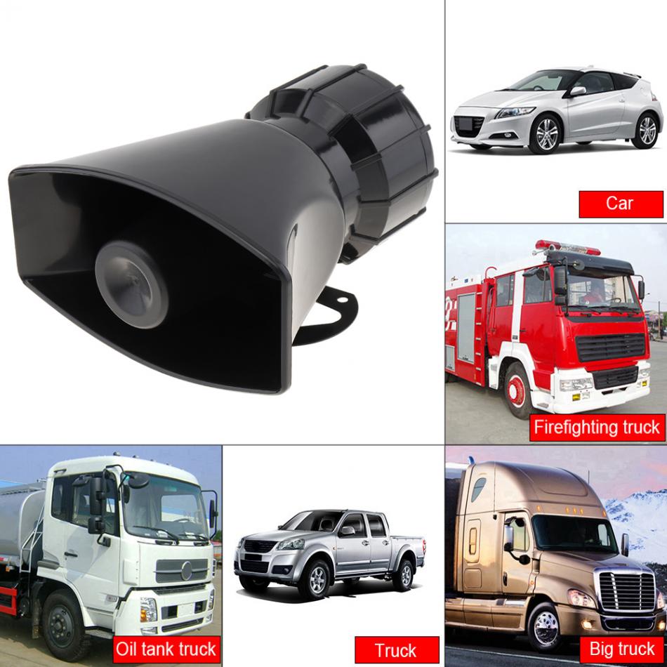 12V 120-150dB Car Siren Horn Sound 5 Tone Alarm Electric Horn Speaker System Megaphone Loud Speaker Fit for Car Train Boat Ship