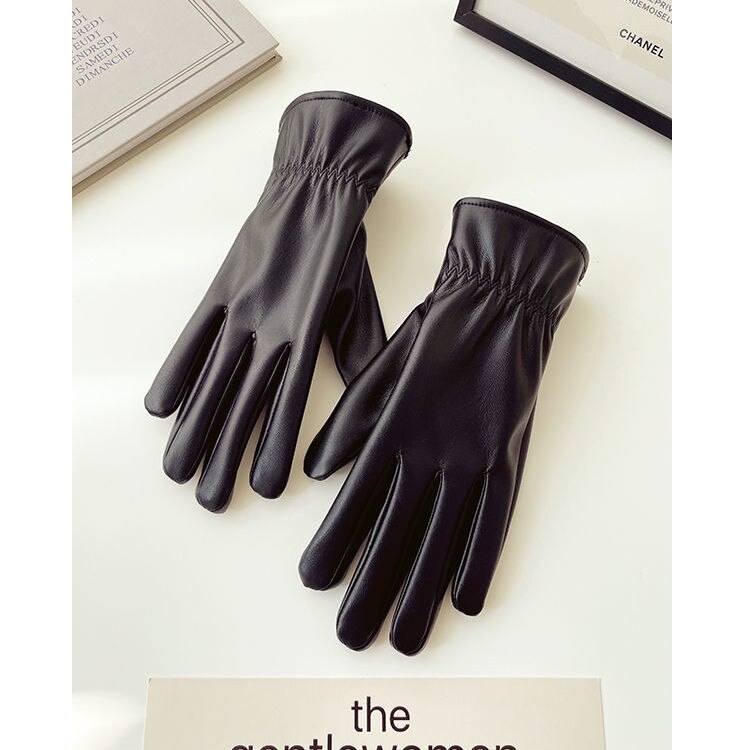 guantes tactiles guantes de invierno guantes mujer vestidos de Guantes de cuero de invierno para mujer, manoplas de terciopelo grueso para mantener el calor para conducir, pantalla táctil corta: Gloves 6