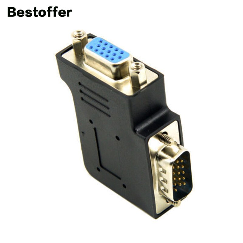 VGA 90° Side Elbow Adapter HDB15Pin Male to Female Right/Left TV Computer Projector Interface