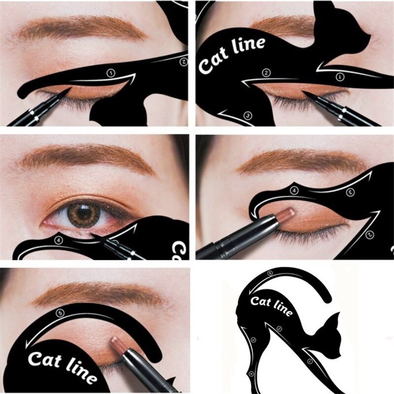 Carte de maquillage pour les yeux de chat, modèle multifonctionnel pour application d&#39;ombre à paupières, outil de maquillage, 1 pièce