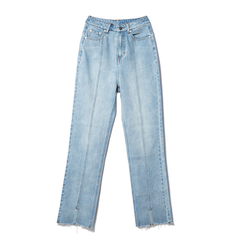 Jean taille haute pour Femme, coupe droite, Slim, Chic, va avec tout, pantalon pour Femme, collège, quotidien, adolescent, décontracté, Denim: S