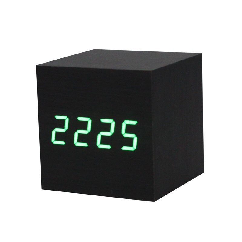 akustische Kontrolle Alarm Holz Würfel Uhr LED Kalender Kreative Anzeige Schlafzimmer Schüler tisch uhr