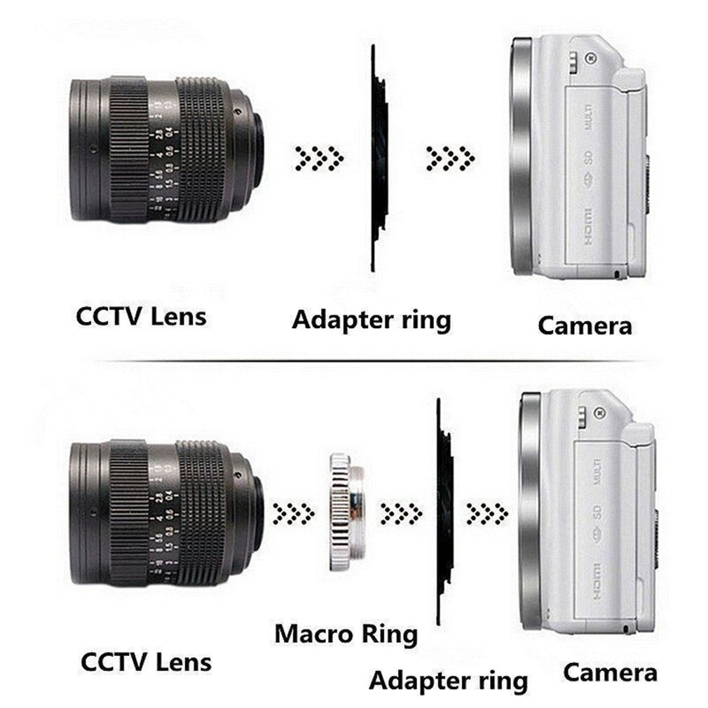 35mmF1.7 C-Mount Micro Enkele Lens Met Adapter Ring Telecine Lens Fixed Focus Lens Zwart Multi-layer Coating