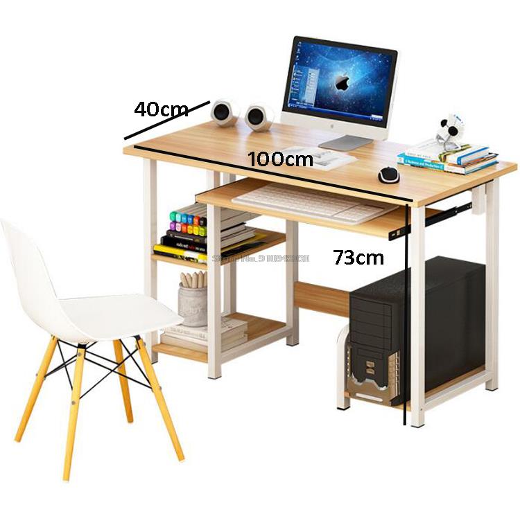Modern Computer Desk Table With Keyboard Tray Bookshelf For Student Study Writing Home Office Working Table