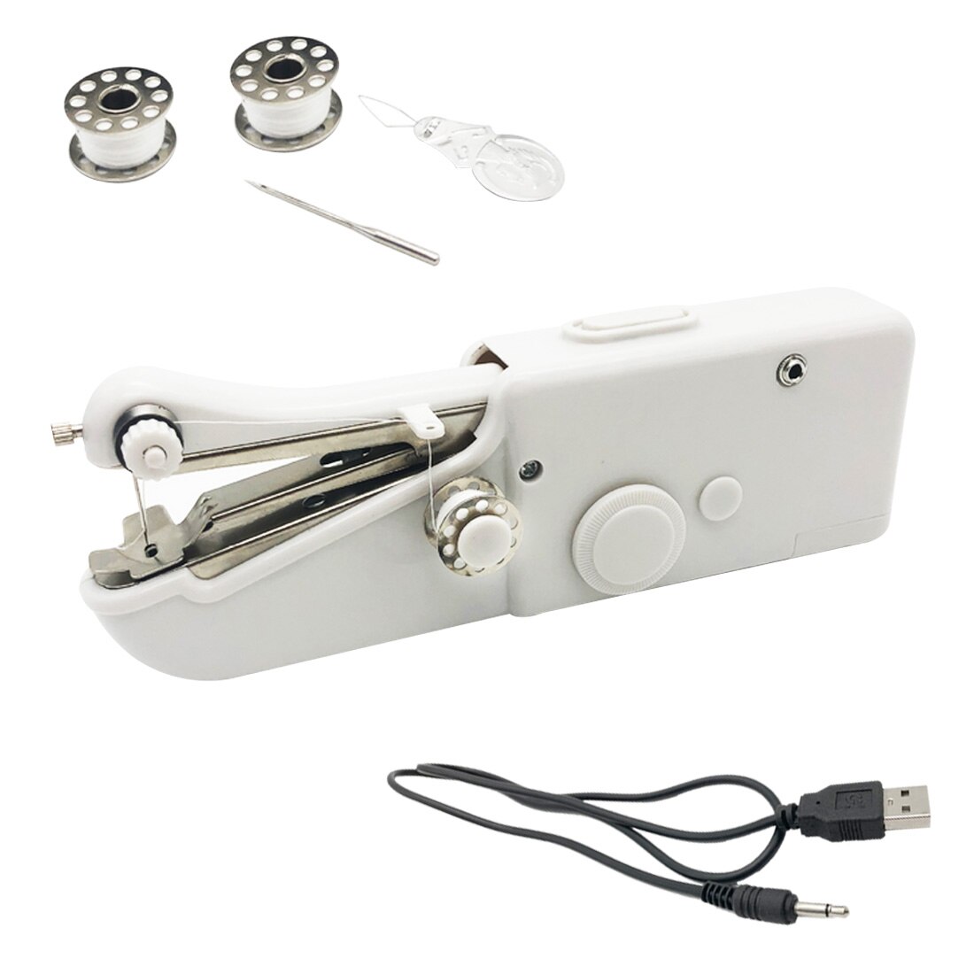Mini máquina de coser manual portátil, puntada eléctrica manual rápida, costura, costura, telas de ropa sin cable, Hogar para reparaciones: USB power supply