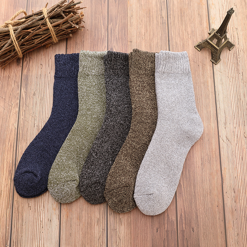5 pares de inverno quente meias masculinas grossas meias femininas super mais grossas meias sólidas meias de inverno contra neve fria terry meias