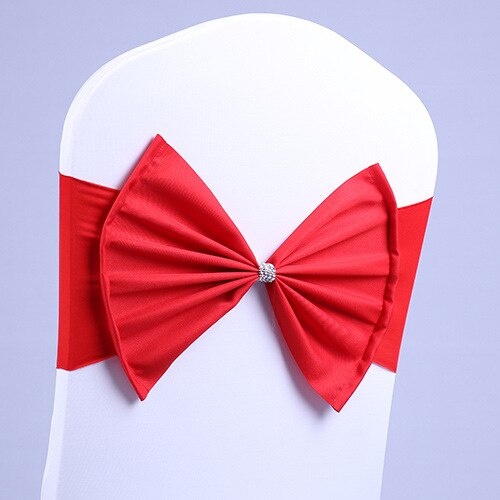 Lazo para silla de banquete de Hotel, Decoración de cumpleaños para niños, boda, , 10 colores, Spandex, rojo/azul/morado, barato, 20 unids/lote