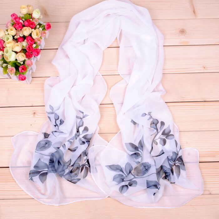 Bufandas de seda de gasa para mujer, chal cuadrado de poliéster con estampado de flores, de verano, a la , novedad: A-003