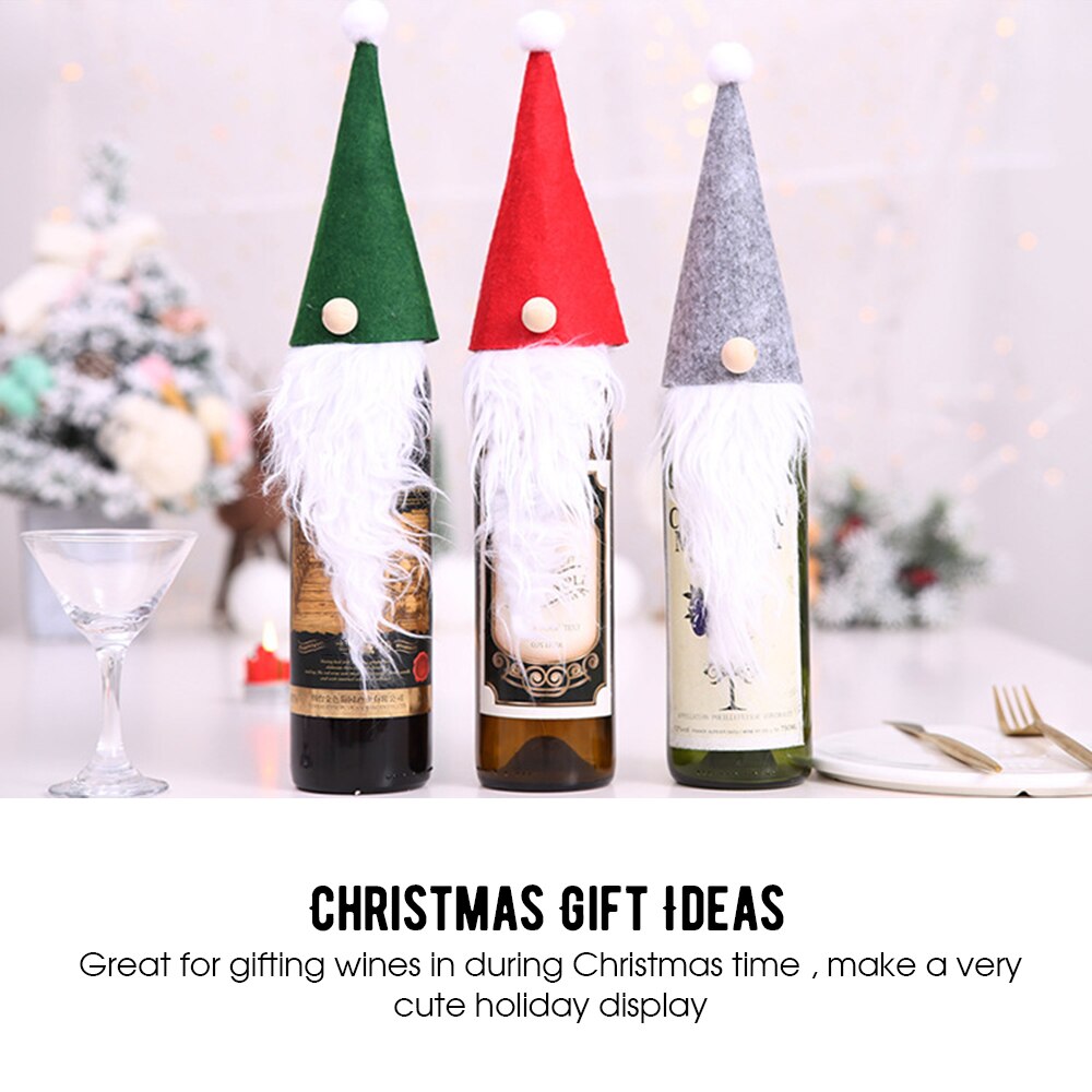 1pc Santa Claus Doll Wine Bottle Set Decoration Xmas Bottle Cap Xmas Decor Ornaments Christmas Wool Christmas Wine Bottle Cover