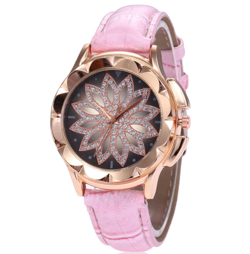 Stor urtavla armband klocka kvinnor kristall kvarts armbandsur dam casual klocka kristall relogio feminino klocka: Rosa