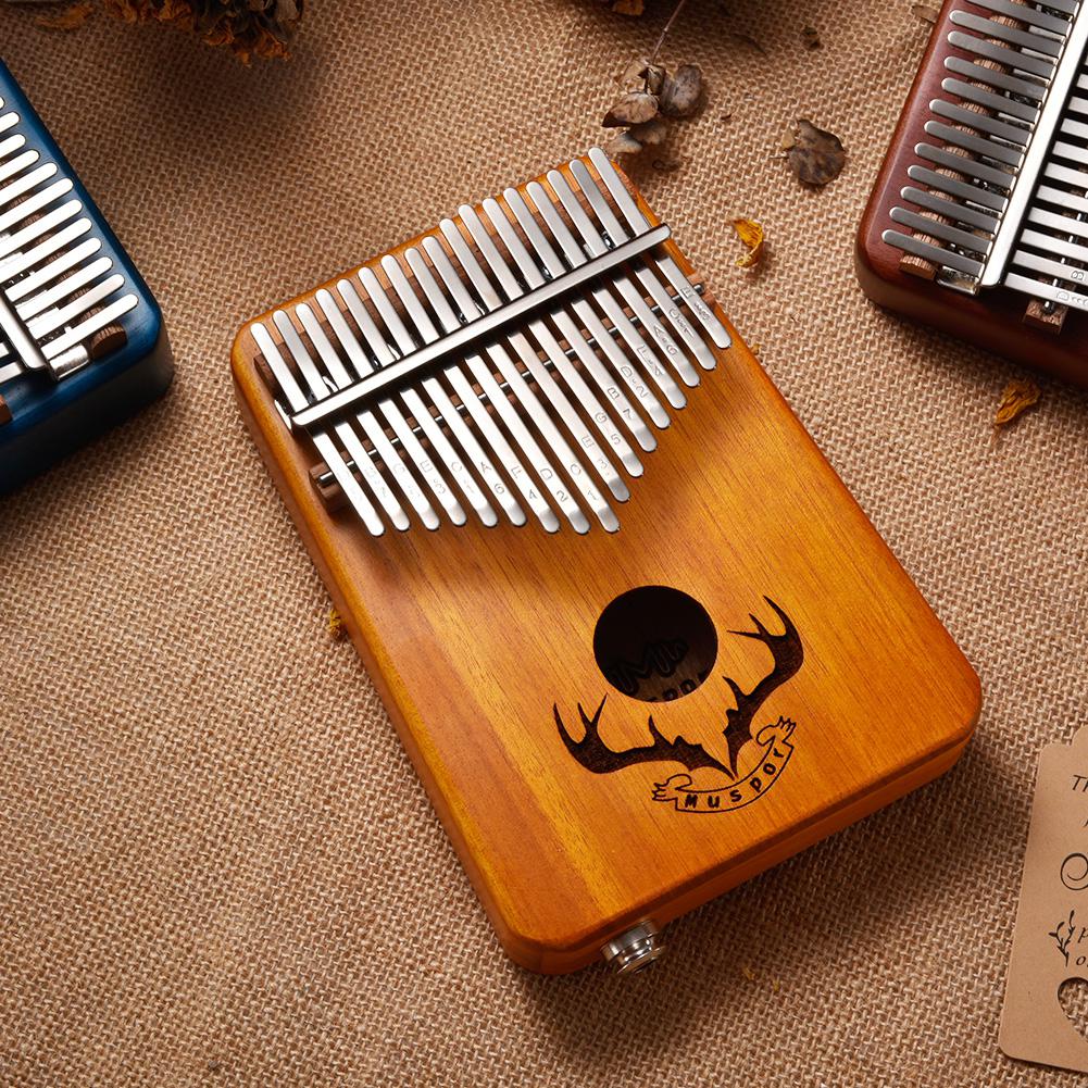 17 keys EQ kalimba Mahogany Thumb Piano Kalimba Finger Piano with Electric Pickup Tuner Hammer Beginner Music Learning