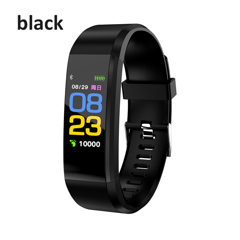 Smart Armband Fitness Tracker Heart Rate Monitor Smart Armband Uhr Männer Frauen Sport Uhr Blutdruck Monitor Band: Black