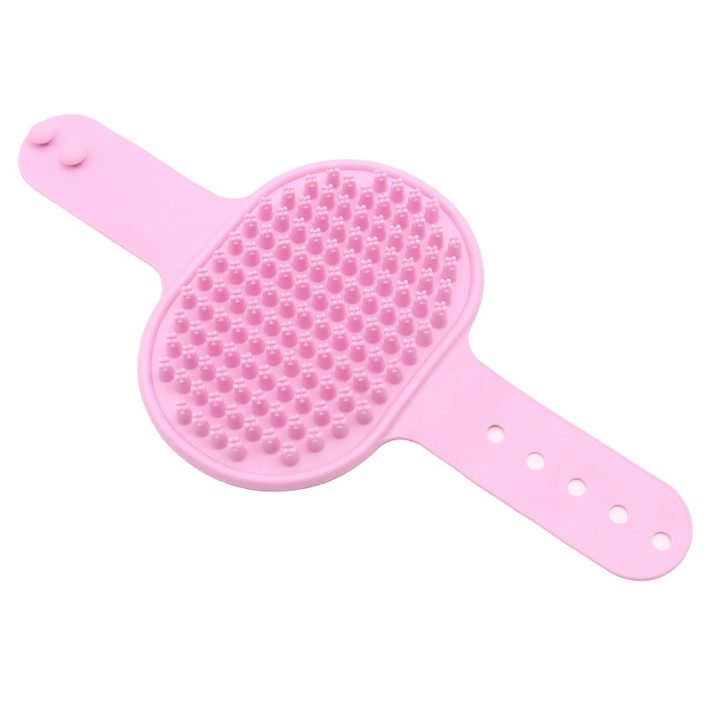 Brosse de bain en silicone souple pour animaux de compagnie, outil de massage de toilettage pour chiens et chats, étanche, élimine les poils durables: Rose