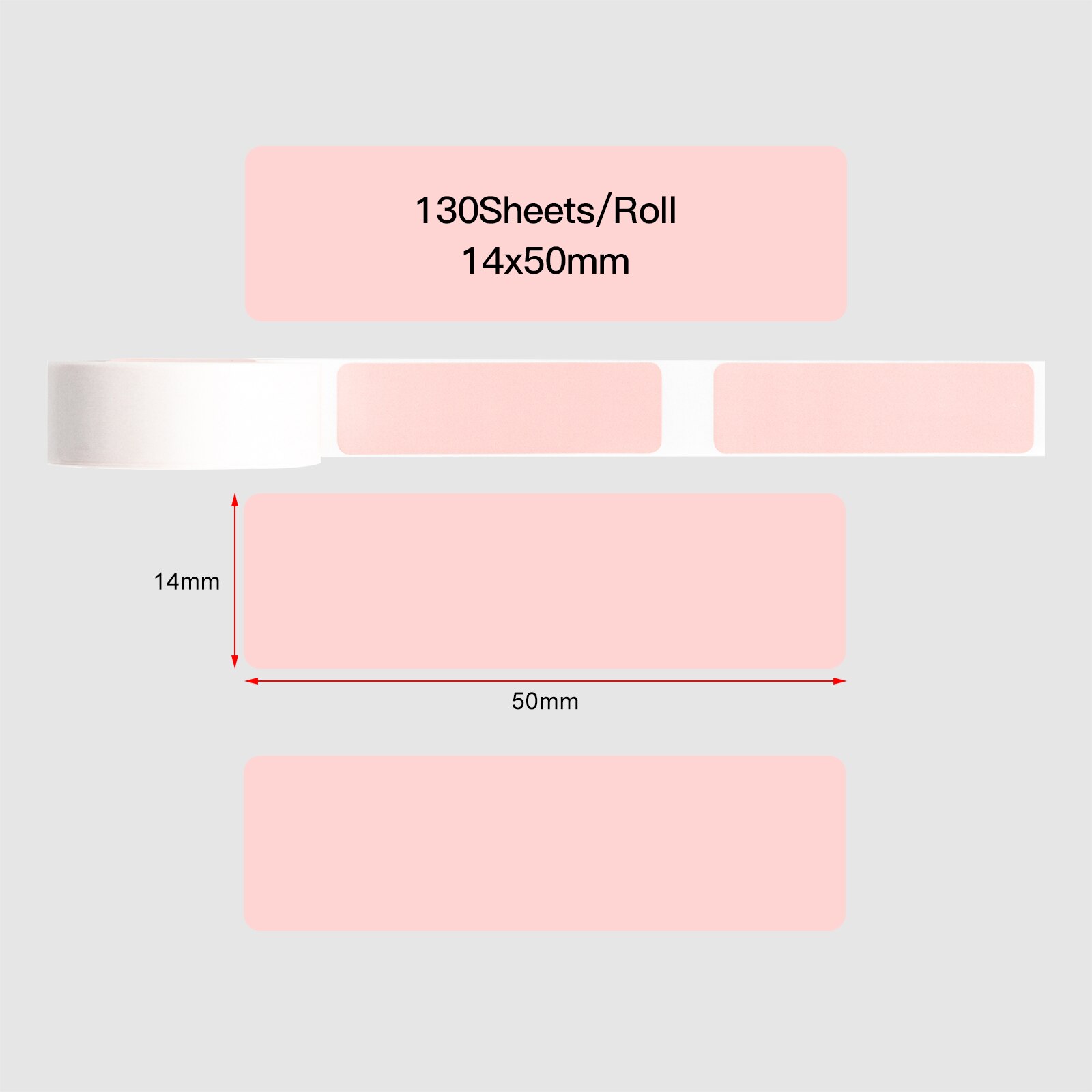 Aibecy Color Label Paper Self-Adhesive Thermal Paper Roll 14*50mm 130sheets/roll Compatible with Phomemo D30 Thermal Printer: Pink