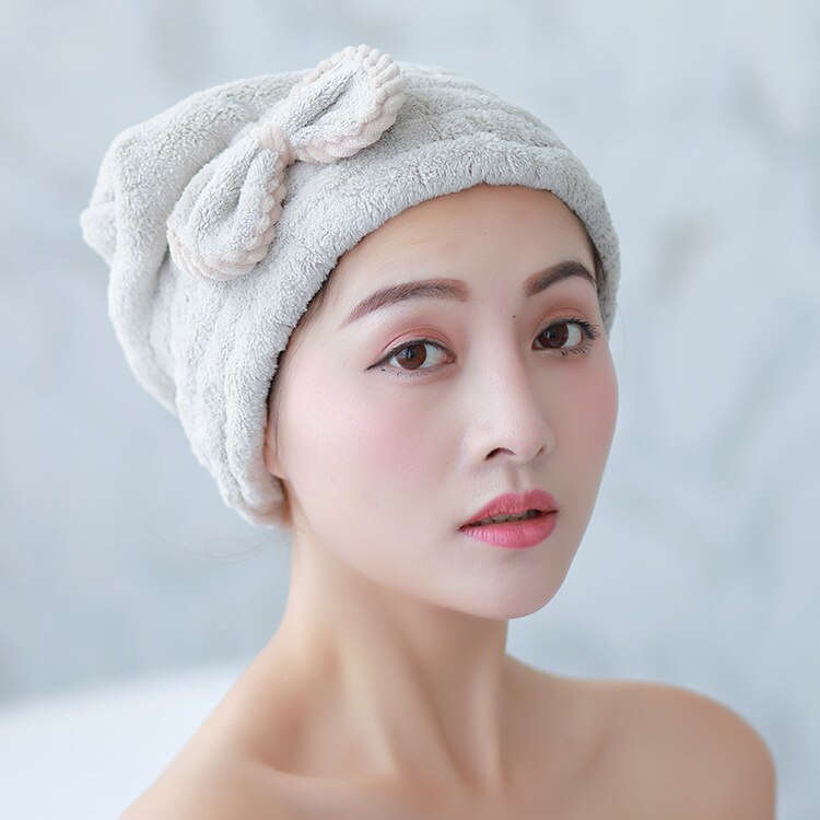 Toalla de cabeza de microfibra para mujer y niña, turbante de secado rápido, gorro de secado de cabello, toalla envuelta: Khaki