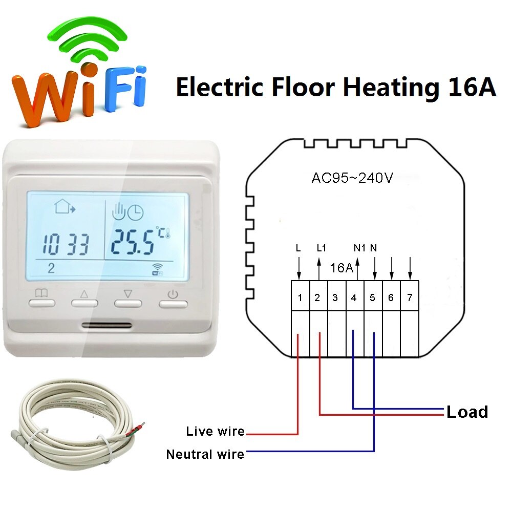 MINCO HEAT Underfloor Heating Electric WiFi Thermostat Programmable Digital Temperature Controller: Electric WiFi White