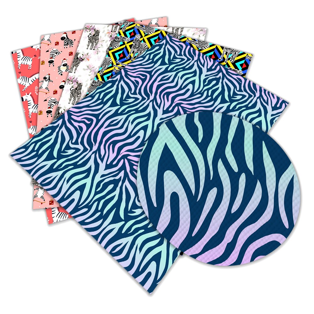 Zebra Pattern Printed Faux Leather A4 22x30cm for Cloth DIY Decoration Crafts L214 L215