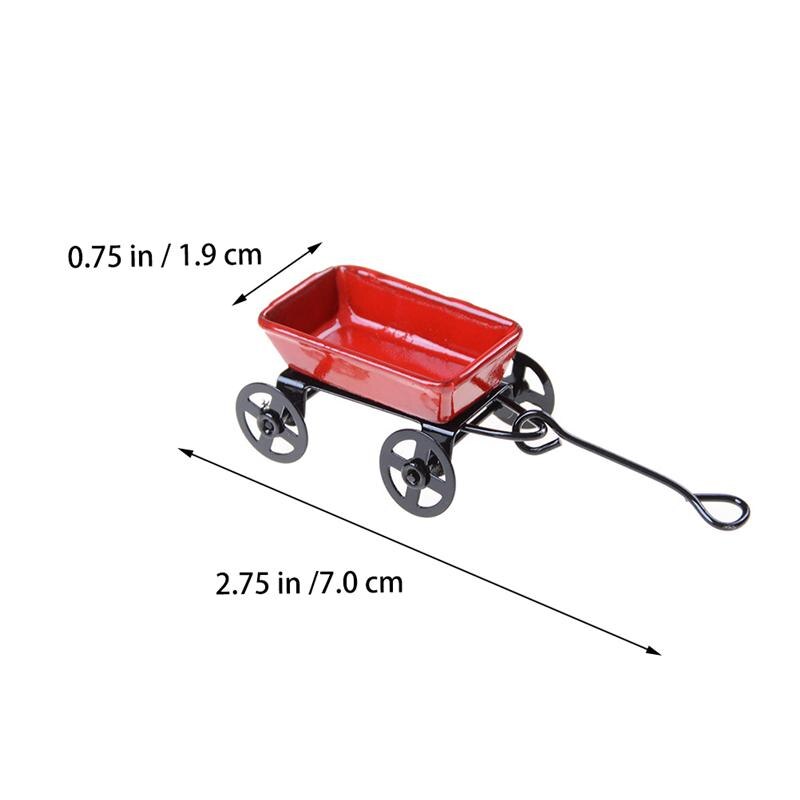 1pc Iron Mini Cart Miniature Accessory Mini Scene Accessory Mini Trolley Toy