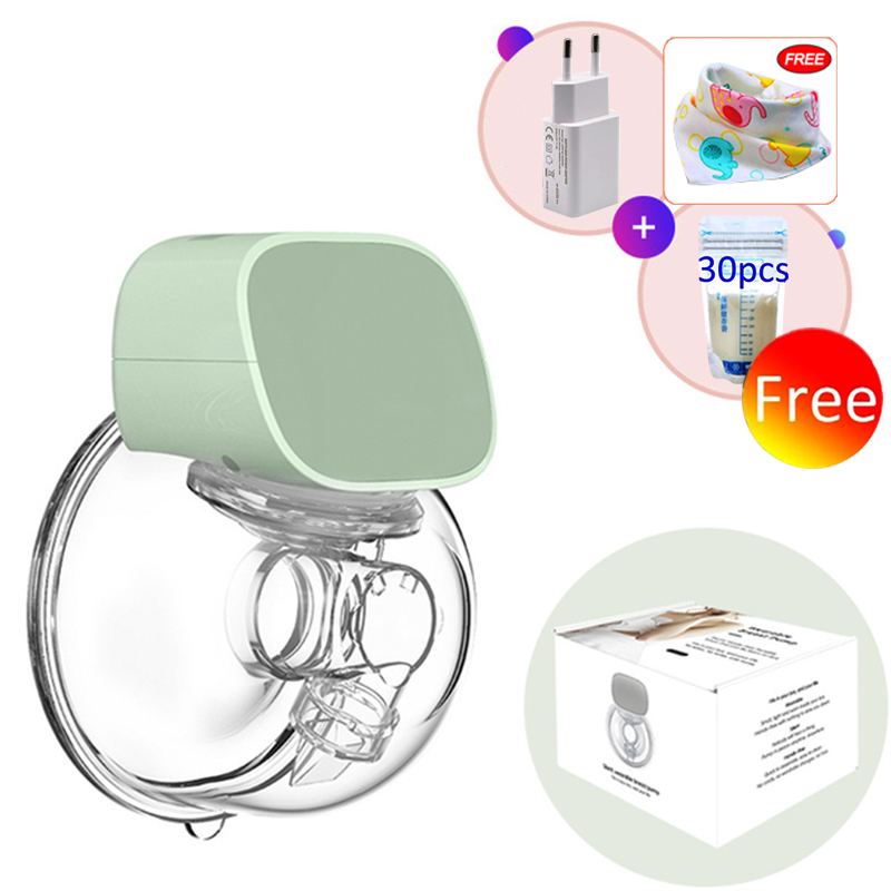 Bærbare elektriske brystpumper usb opladelig lydløs bærbar håndfri bærbar mælkesuger automatisk malker bpa gratis: Grøn