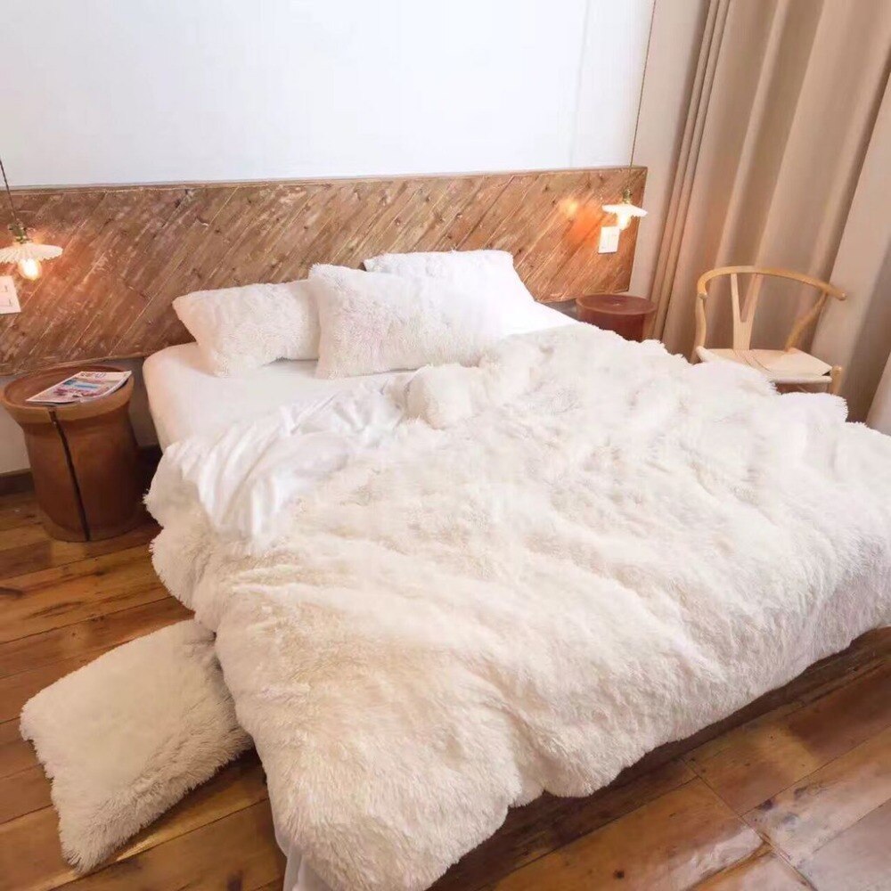 Mylb supermyk lang raggete uklar pels fuskepels varm koselig med fluffy sherpa-teppe 130cm*160cm 160cm*200cm