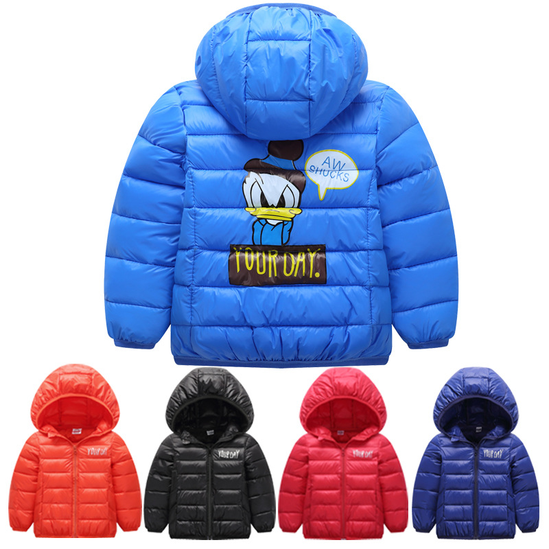 kinderen winterjas jongen cartoon beneden katoen pad baby meisje Donald Duck capuchon kinderkleding